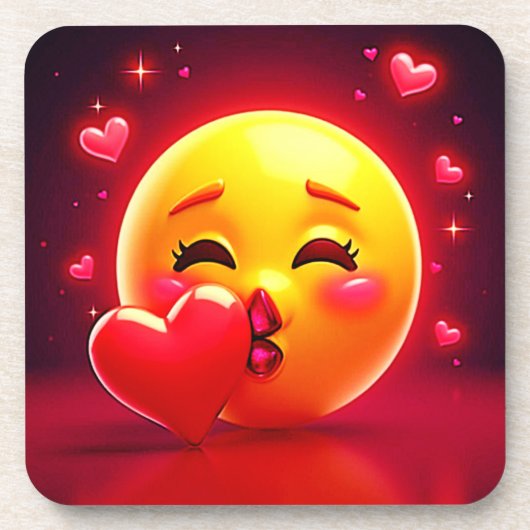 Dessous-de-verre Kiss Emoji: Love and Hearts Art (Devant)