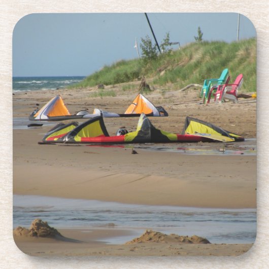 Dessous-de-verre Kitesurfers par le lac Michigan (Devant)