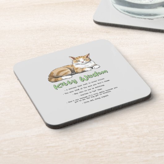 Dessous-de-verre Kitty Wisdom - Règles de chats amusantes avec un c (Côté gauche)