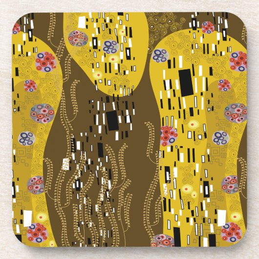 Dessous-de-verre Klimt Inspiré Or Motif Art Nouveau Le Baiser (Devant)