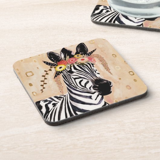 Dessous-de-verre Klimt Zebra | Couronne De Fleurs (Côté gauche)