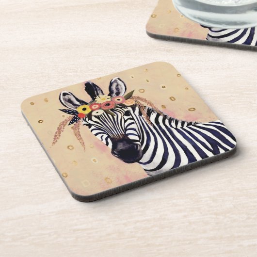 Dessous-de-verre Klimt Zebra | Orné De Fleurs (Côté gauche)