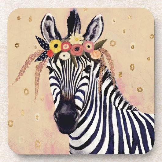 Dessous-de-verre Klimt Zebra | Orné De Fleurs (Devant)
