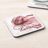 Dessous-de-verre Knitter de couleur rose et blanche (Côté gauche)