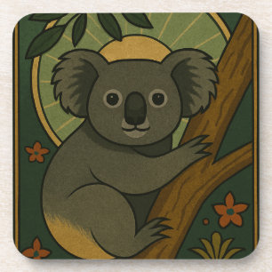 Dessous-de-verre Koala ornemental en Mandala botanique
