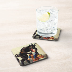 Dessous-de-verre Krampus Enfants en panier Vacances Noël Vintage