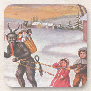 Dessous-de-verre Krampus volant des jouets et des enfants