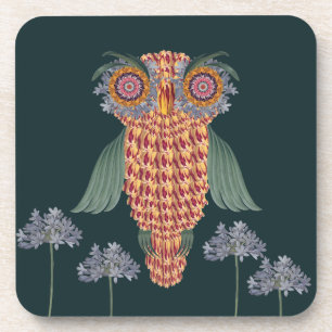 Dessous-de-verre La chouette de sagesse et de fleurs