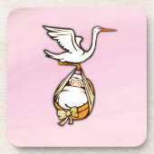 Dessous-de-verre La cigogne porte une petite fille Beverage Coaster (Devant)