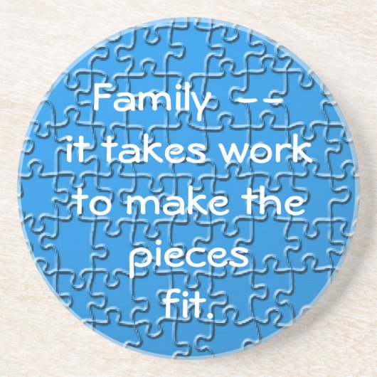 Dessous de verre - La famille prend le puzzle du t (Devant)