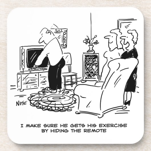 Dessous-de-verre La femme masque la télécommande de la télévision (Devant)