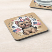 Dessous-de-verre La mignonne Yorkie fête l'indépendance (Côté gauche)