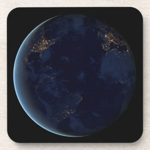 Dessous-de-verre La nuit, lumière de la ville terrestre