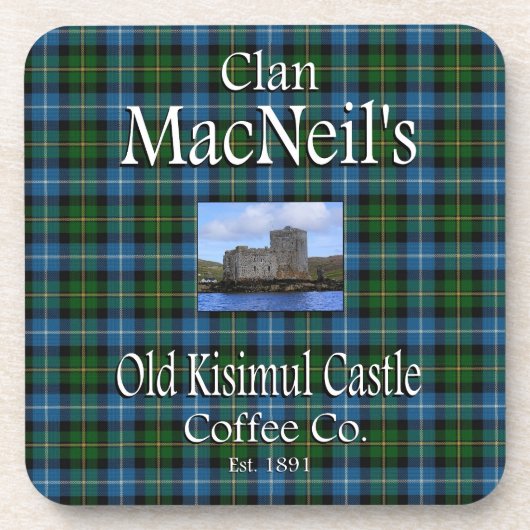 Dessous-de-verre La Old Kisimul Castle Coffee Co de Clan MacNeil. (Devant)