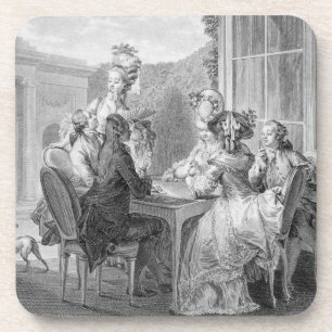 Dessous-de-verre La partie de whist, 1783, gravé par Jean Dambrun