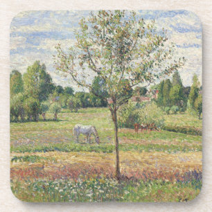 Dessous-de-verre La Prairie au cheval gris, Eragny, Peinture à l'hu