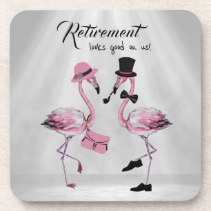Dessous-de-verre La retraite nous va bien ! Flamant rose chic et cl