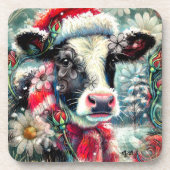 Dessous-de-verre La vache rêve de temps plus chauds Turquoise Rouge (Devant)