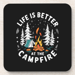 Dessous-de-verre La vie est meilleure au feu de camp drôle de campi