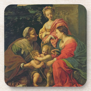 Dessous-de-verre La Vierge et l'enfant avec St Elizabeth, l'Infan