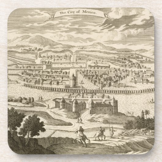 Dessous-de-verre La ville du Mexique, 1723 (gravure) (Devant)