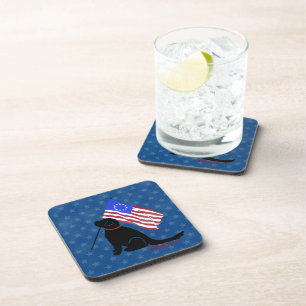 Dessous-de-verre Labrador noir patriotique Drapeau américain