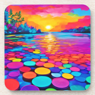 Dessous-de-verre Lac Coloré au Coucher du Soleil