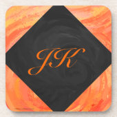 Dessous-de-verre Lac Fire Orange et Monogramme noir (Devant)