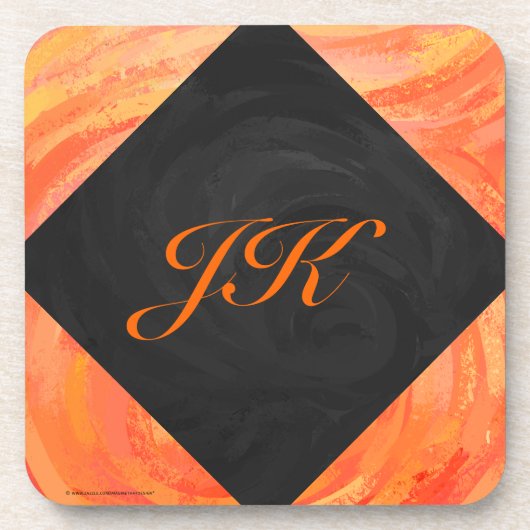 Dessous-de-verre Lac Fire Orange et Monogramme noir (Devant)