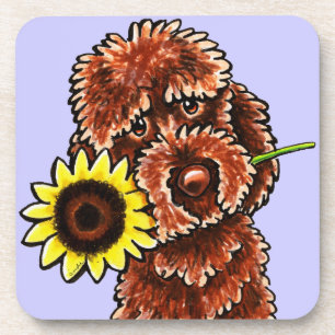 Dessous-de-verre -Laisse ensoleillée Art™ de Labradoodle de