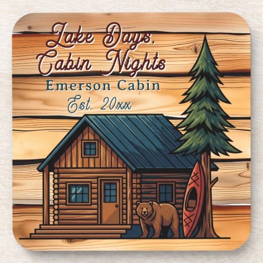 Dessous-de-verre Lake Days, Cabin Nights Personlized (Devant)