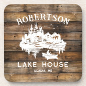 Dessous-de-verre Lake House Nom de famille Rustic Wood (Devant)