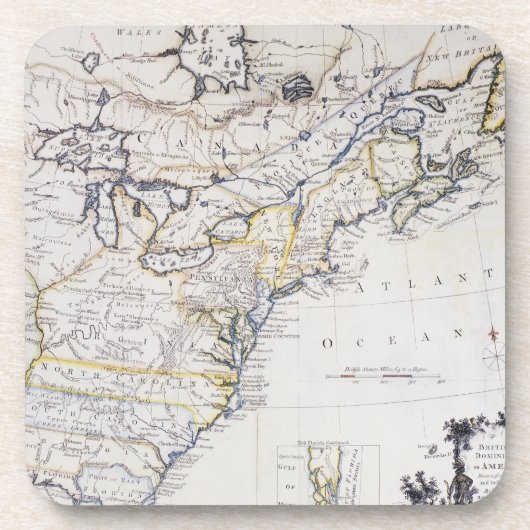 Dessous-de-verre L'AMÉRIQUE COLONIALE : CARTE, c1770 (Devant)