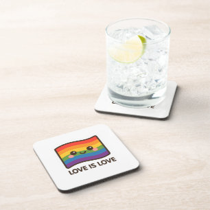 Dessous-de-verre L'amour est l'amour - Kawaii Rainbow Design