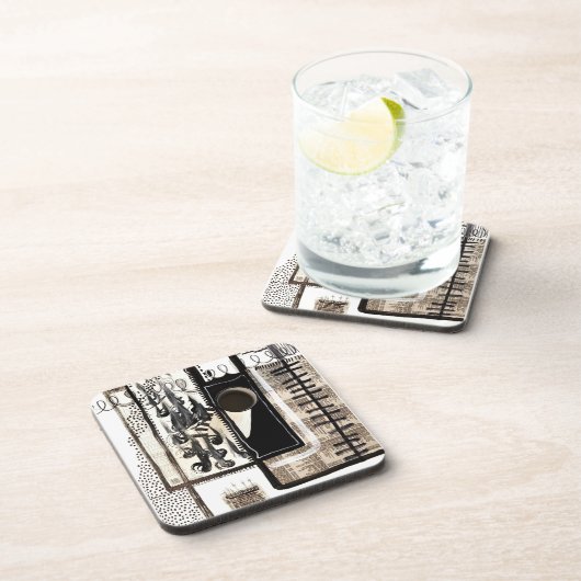 Dessous-de-verre Langue de la ville Noir et blanc (Côté Droit)