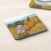 Dessous-de-verre Lapin blanc et Cheval jaune (Côté gauche)