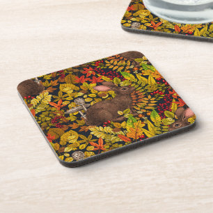 Dessous-de-verre Lapin d'automne en noir