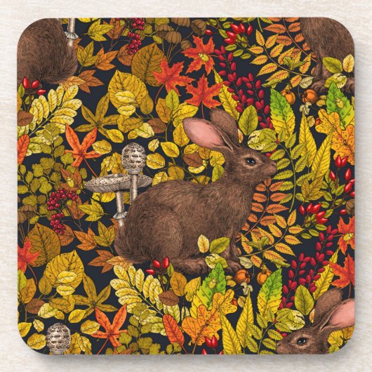 Dessous-de-verre Lapin d'automne en noir (Devant)