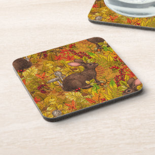 Dessous-de-verre Lapin d'automne sur ocre