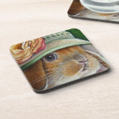 Dessous-de-verre Lapin de lapin Brown en Bonnet d'aquarelle de prin (Côté gauche)
