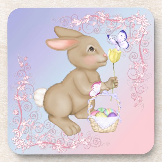 Dessous-de-verre Lapin et panier de Pâques (Devant)