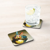 Dessous-de-verre lapin jouet et oeuf jaune pâle (Côté Droit)