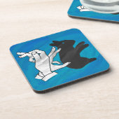 Dessous-de-verre Lapin ombre sur fond bleu (Côté gauche)