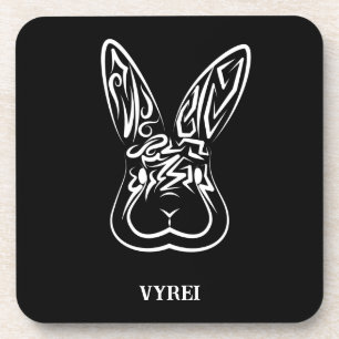 Dessous-de-verre Lapin tribal noir et blanc