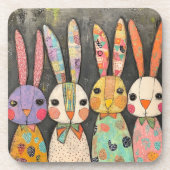 Dessous-de-verre Lapins de Pâques fantaisistes en patchwork (Devant)