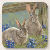 Dessous-de-verre Lapins et Bluebonnets (Devant)