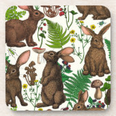 Dessous-de-verre Lapins et flore boisée 4 (Devant)