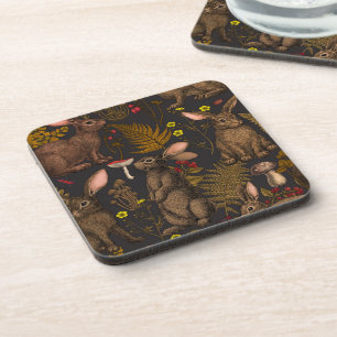 Dessous-de-verre Lapins et flore boisée Beverage Coaster