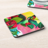 Dessous-de-verre L'art floral des Camellias rouges (Côté gauche)