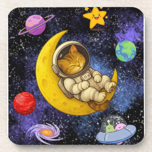Dessous-de-verre L'astronaute Chat dort sur la Lune